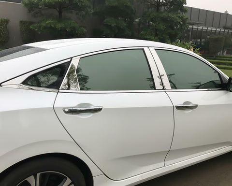 Chrome Window Pillar Post Lower Frame Cover Trims For Honda Civic Sedan 2016-21