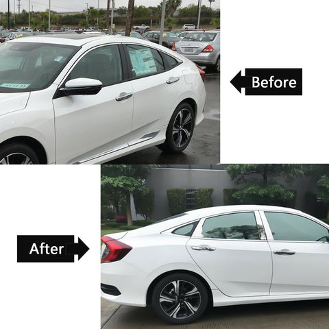 For Honda Civic Sedan 16-2021 Chrome Side Door Window Lower Stripe Decor Trims