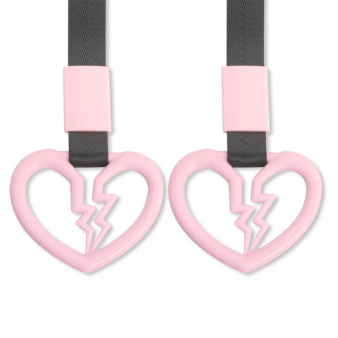 Xotic Tech 2 Pieces JDM Heart Shaped Car Handle Straps, Rear Bumper Warning Loops Heart-Shaped Ring for Cars, SUV, Subway, Bus Interior Exterior Decoration