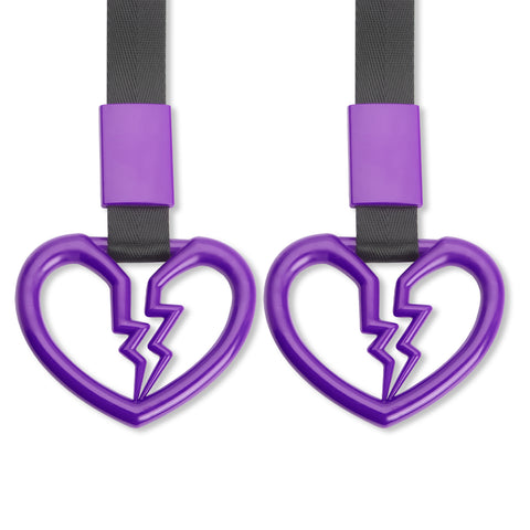 Xotic Tech 2 Pieces JDM Heart Shaped Car Handle Straps, Rear Bumper Warning Loops Heart-Shaped Ring for Cars, SUV, Subway, Bus Interior Exterior Decoration