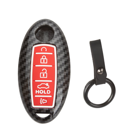 Carbon Fiber Style Full Seal Key Fob Holder Night-Luminous For Infiniti Nissan