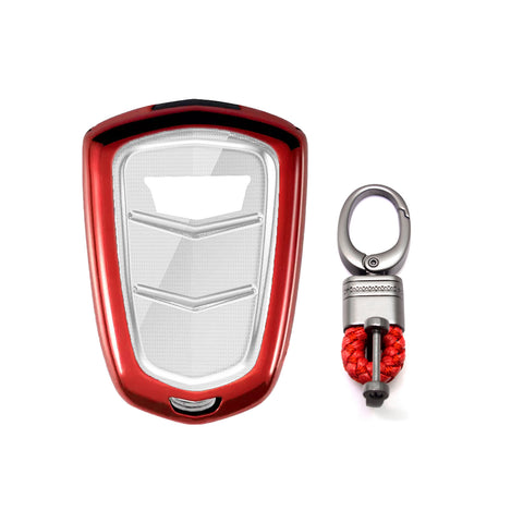 TPU Key Fob Cover w/Keychain For Cadillac ATS CT6 XT5 CTS XTS Escalade #HYQ2AB
