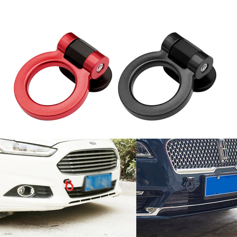 2pcs Racing Style Bumper Trailer Tow Hook Ring Stick On Decoration Universal
