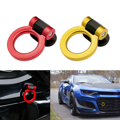 2pcs Racing Style Bumper Trailer Tow Hook Ring Stick On Decoration Universal