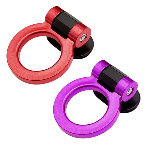 2pcs Racing Style Bumper Trailer Tow Hook Ring Stick On Decoration Universal