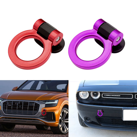 2pcs Racing Style Bumper Trailer Tow Hook Ring Stick On Decoration Universal