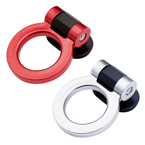 2pcs Racing Style Bumper Trailer Tow Hook Ring Stick On Decoration Universal