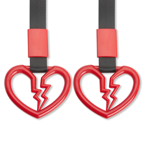 Xotic Tech 2 Pieces JDM Heart Shaped Car Handle Straps, Rear Bumper Warning Loops Heart-Shaped Ring for Cars, SUV, Subway, Bus Interior Exterior Decoration