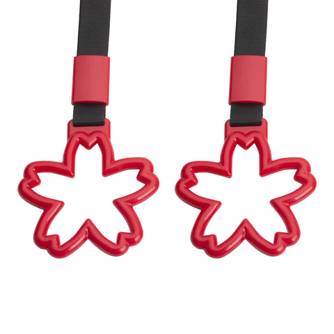 Xotic Tech 2 Pieces JDM Heart Shaped Car Handle Straps, Rear Bumper Warning Loops Heart-Shaped Ring for Cars, SUV, Subway, Bus Interior Exterior Decoration