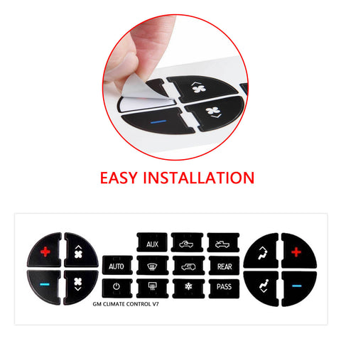 AC Dash Button Sticker Repair Kit - Radio AC Control Button Vinyl Overlay Decal Replacement for Chevrolet Silverado Tahoe Buick Enclave GMC Sierra Acadia 2007-2015 GM Vehicles