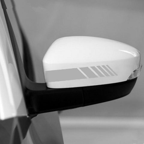 Auto Universal Fit Racing Style 4Pcs Front Hood Fender Double Hash Stripe Stickers + 6Pcs Reflective Wheels Rim Safety Warning Stickers+ 4Pcs Rearview Mirror Slash Mark Decals Set