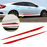 Car Side Skirt Stripe Vinyl Sticker Lower Door Panel Decal Molding Trim for Honda Civic 2016-2021, Black/Red