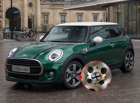 Set Black Union Jack Car Wheel Center Cap + Tire Valve Stem Caps For Mini Cooper