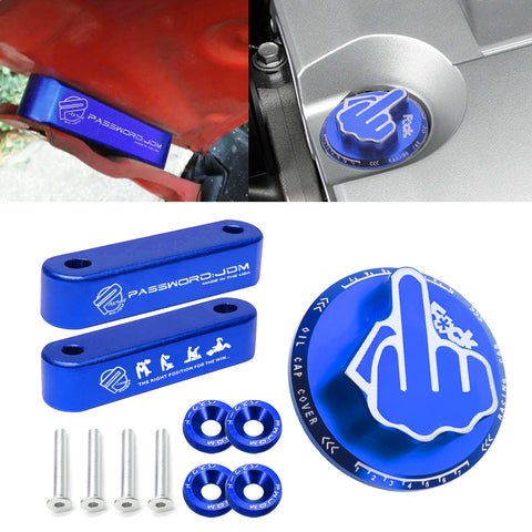 Car Fuel Oil Tank Cap+Hood Vent Spacer Risers For Honda Civic CRX Acura Integra