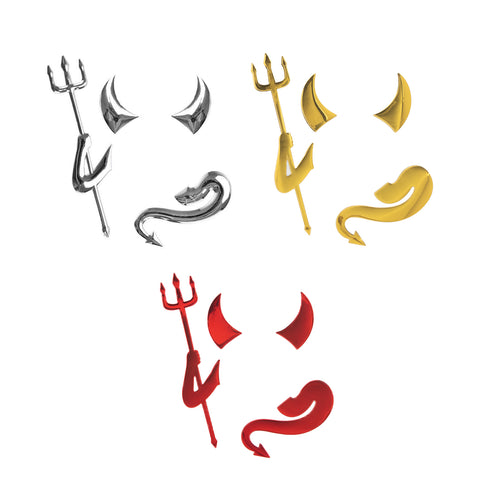 1pc x 3D Silver Chrome Devil Demon Sticker Decal Auto Car Emblem Decal Decoration