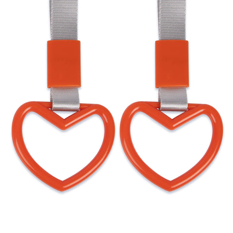 Xotic Tech 2 Pieces JDM Heart Shaped Car Handle Straps, Rear Bumper Warning Loops Heart-Shaped Ring for Cars, SUV, Subway, Bus Interior Exterior Decoration