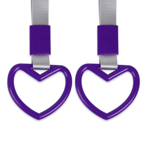 Xotic Tech 2 Pieces JDM Heart Shaped Car Handle Straps, Rear Bumper Warning Loops Heart-Shaped Ring for Cars, SUV, Subway, Bus Interior Exterior Decoration