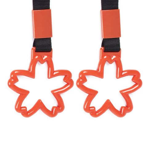 Xotic Tech 2 Pieces JDM Heart Shaped Car Handle Straps, Rear Bumper Warning Loops Heart-Shaped Ring for Cars, SUV, Subway, Bus Interior Exterior Decoration