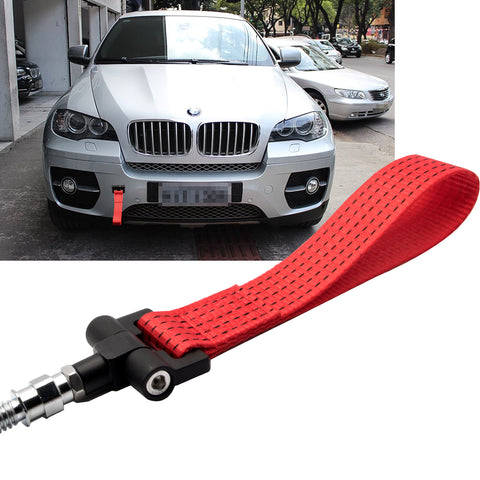 Blue / Black / Red JDM Style Tow Hole Adapter with Towing Strap for BMW 1 3 5 6 Series X5 X6, Fit Mini Cooper