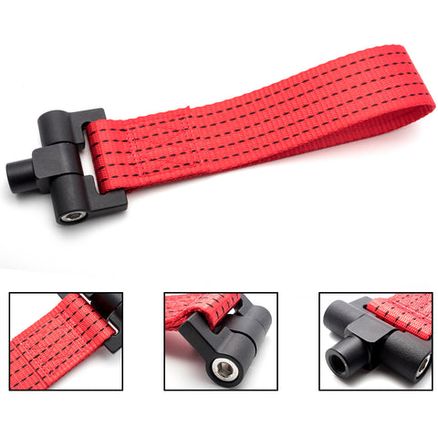 Blue / Black / Red JDM Style Tow Hole Adapter with Towing Strap for BMW 1 3 5 6 Series X5 X6, Fit Mini Cooper