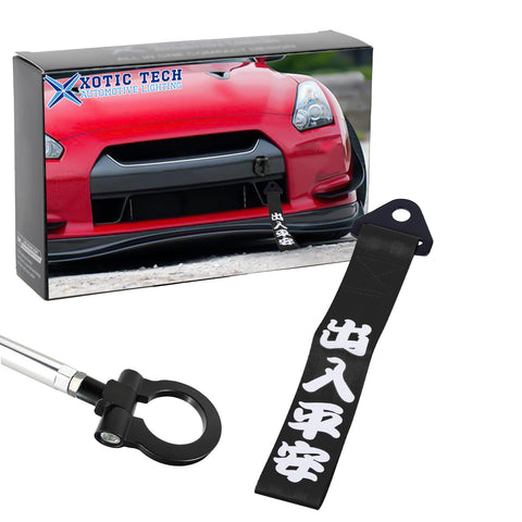 2Pcs Race Front Bumper Towing Strap+Tow Hook For Infiniti G35 G37 Q60 2008-2015