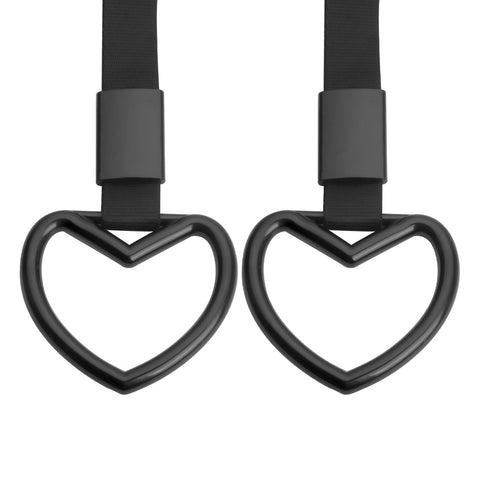 Xotic Tech 2 Pieces JDM Heart Shaped Car Handle Straps, Rear Bumper Warning Loops Heart-Shaped Ring for Cars, SUV, Subway, Bus Interior Exterior Decoration