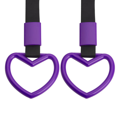 Xotic Tech 2 Pieces JDM Heart Shaped Car Handle Straps, Rear Bumper Warning Loops Heart-Shaped Ring for Cars, SUV, Subway, Bus Interior Exterior Decoration