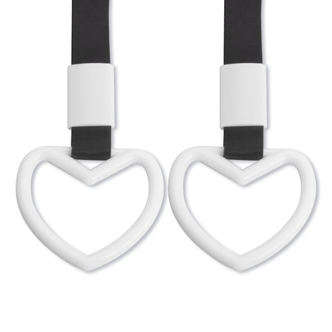 Xotic Tech 2 Pieces JDM Heart Shaped Car Handle Straps, Rear Bumper Warning Loops Heart-Shaped Ring for Cars, SUV, Subway, Bus Interior Exterior Decoration