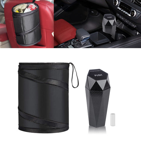 Leak-proof Car Trash Can w/Lid Pop up Waste Litter Storage Holder Bin Combo Kit