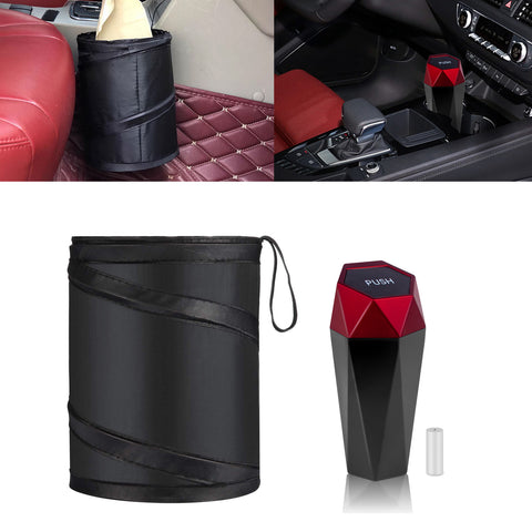 Leak-proof Car Trash Can w/Lid Pop up Waste Litter Storage Holder Bin Combo Kit