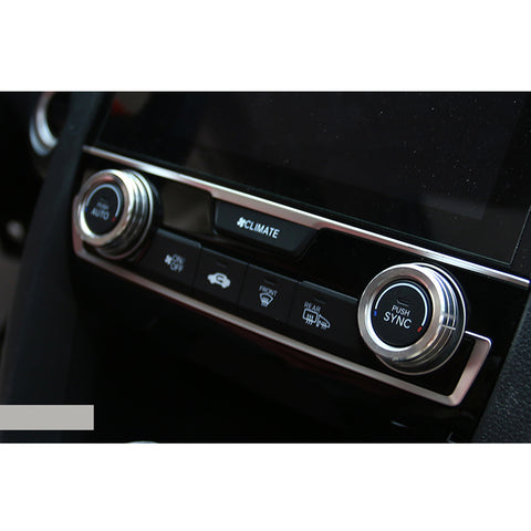 2pcs Centre Console AC Climate Control Knob Surrounding Ring Decoration Covers Compatible with Honda Civic 10th Gen 2016-2021 (Silver)