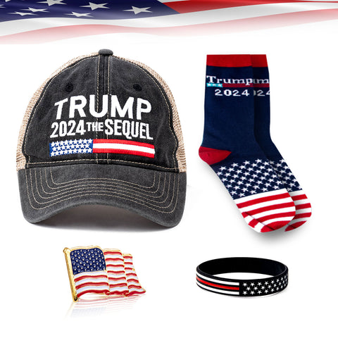 Trump 2024 Set MAGA Hat Cap Take America Back Crew Socks Patriots Novelty Gifts