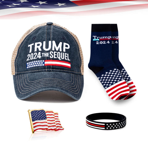 Trump 2024 Set MAGA Hat Cap Take America Back Crew Socks Patriots Novelty Gifts