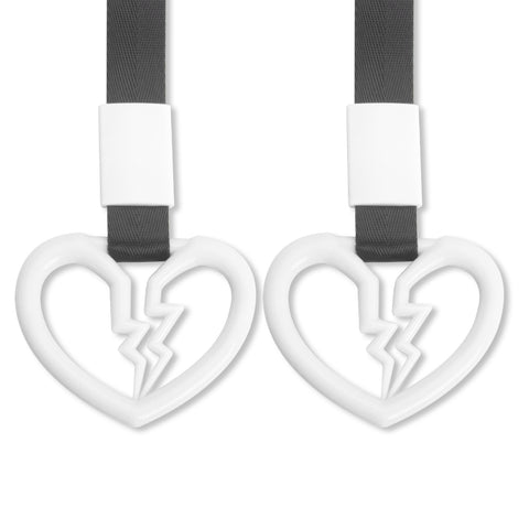 Xotic Tech 2 Pieces JDM Heart Shaped Car Handle Straps, Rear Bumper Warning Loops Heart-Shaped Ring for Cars, SUV, Subway, Bus Interior Exterior Decoration