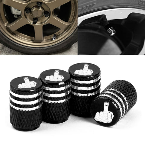 Xotic Tech Tire Valve Stem Caps 4 Pack Anodized Aluminum Tire Valve Cap Set, Corrosion Resistant Air Leakproof Universal Stem Covers for Cars Trucks Motorcycles SUVs and Bikes (Middle Finger)