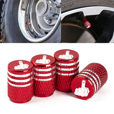 Xotic Tech Tire Valve Stem Caps 4 Pack Anodized Aluminum Tire Valve Cap Set, Corrosion Resistant Air Leakproof Universal Stem Covers for Cars Trucks Motorcycles SUVs and Bikes (Middle Finger)