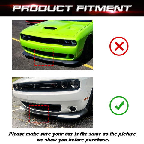 2X Front Bumper Lip Splitter Spoilers Protector Corner Edge Guard Cover Trim Compatible with Dodge Challenger SRT, R/T Scat Pack 2015-2023, R/T, GT 2019-2023 (Not fit R/T Plus, SXT) Pink