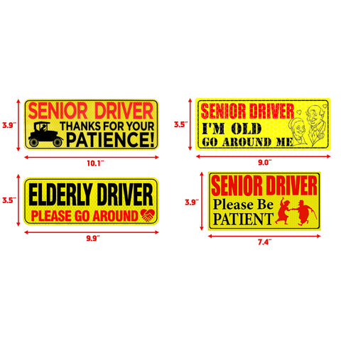 x xotic tech Elderly Driver Car Magnet Reflective Senior Driver Magnet Signs for Car Old People Gag Gifts Yellow Sign Magnetic Bumper Sticker for Grandma Grandpa