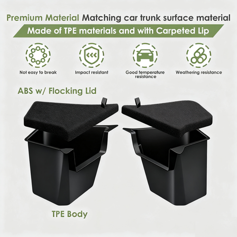 Rear Trunk Storage Bins Side Box with Carpeted Lid For Tesla Model Y Juniper 25+