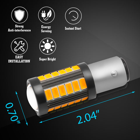 LED 1157 7528 Turn Signal Marker Parking Light Bulb Amber Yellow Blinker Lamp 2x