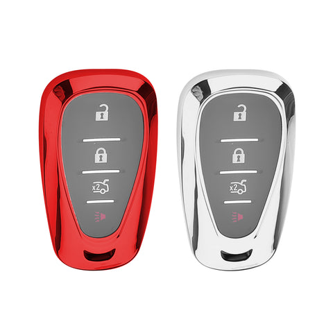 Silver TPU Full Cover Smart Key Fob Case For Chevrolet Camaro Malibu Cruze Spark