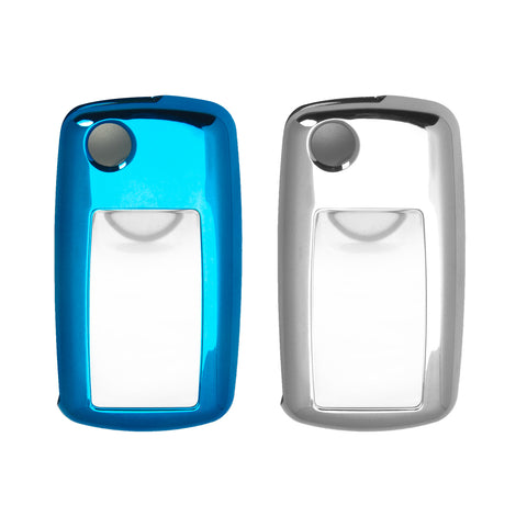 For Volkswagen Key Fob Cover, Flip Folding Remote Key Fob Case for VW Volkswagen Mk6 Bora Jetta GTI Passat Golf Tiguan Touareg Beetle, Silver