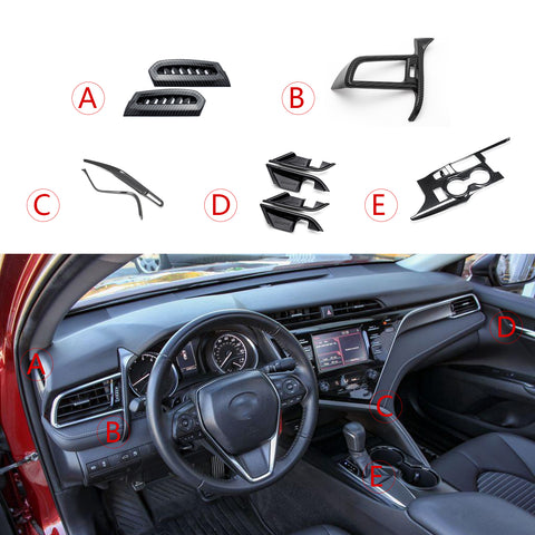 Carbon Fiber Pattern Gear Panel Console AC Vent Handle Cover For Camry 2018-2024
