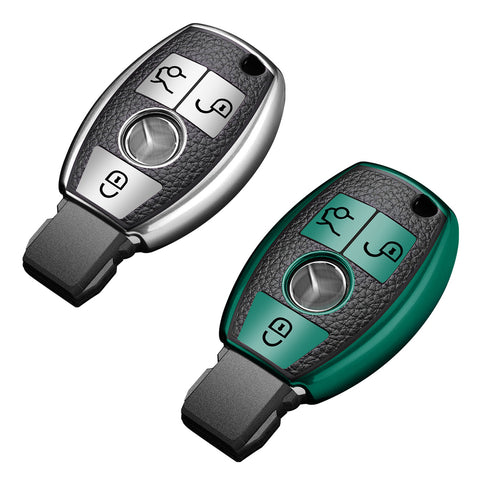 Full Protection Silver Smart Key Fob Cover Case Shell For Mercedes Benz 3 Button