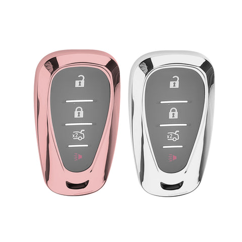 Rose Gold TPU Full Cover Smart Key Fob Shell For Chevrolet Camaro Malibu Cruze
