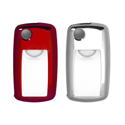 For Volkswagen Key Fob Cover, Flip Folding Remote Key Fob Case for VW Volkswagen Mk6 Bora Jetta GTI Passat Golf Tiguan Touareg Beetle, Silver