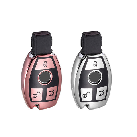 Blue/ Red/ Silver/ Rose Gold TPU Full Sealed Smart Key FOB Cover Case For Mercedes Benz C E G S M CLS CLK Class