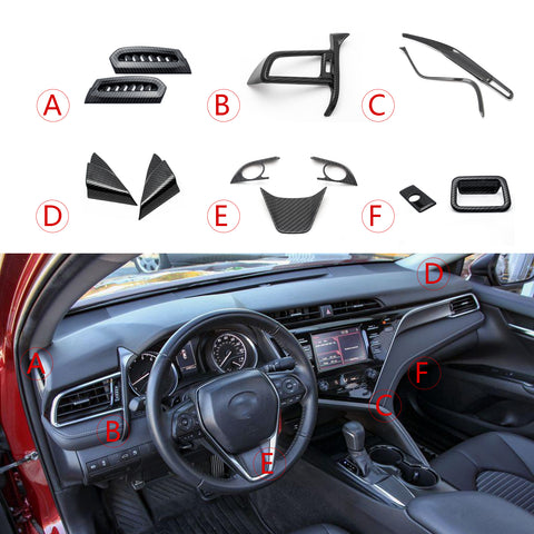 Carbon Fiber Pattern AC Air Vent A-Pillar Glove Box Dash Cover For Camry 2018-up