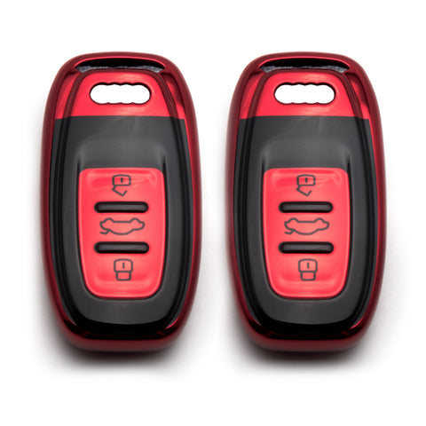 Blue / Red / Rose Gold Soft TPU Front + ABS Shell Back Full Sealed Key Fob Case Protector for Audi R8 Q5 Q7 S3 S4 S5 S6 S7 S8 SQ5 RS5 RS7 A4 A5 A6 A7 A8 3-button Key