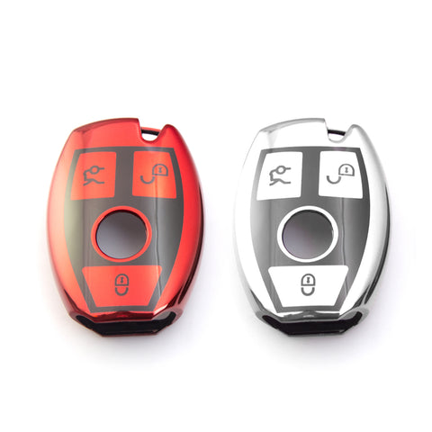 Blue/ Red/ Silver/ Rose Gold TPU Full Sealed Smart Key FOB Cover Case For Mercedes Benz C E G S M CLS CLK Class